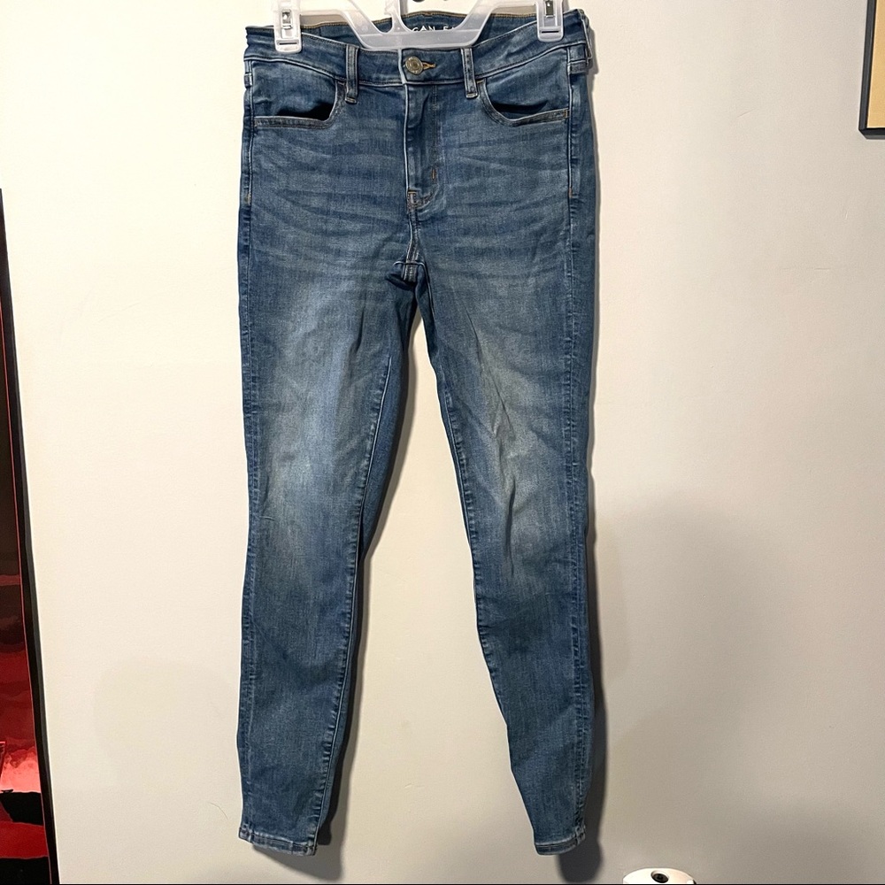 American Eagle Jeggings Super Skinny Jeans Size 6 EUC Medium Blue
